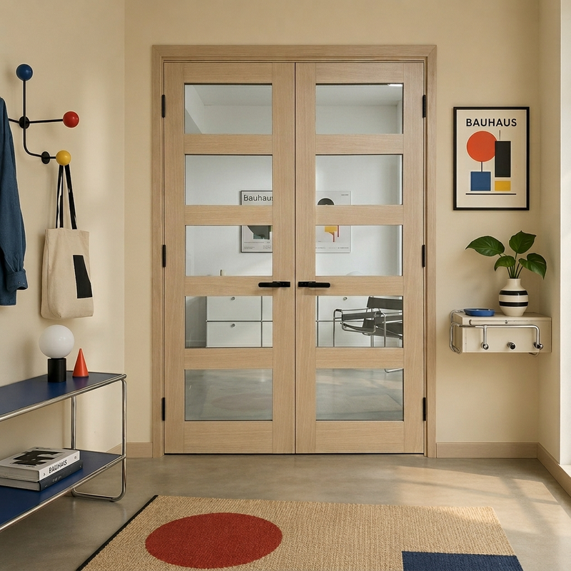Solid Hardwood Double Interior Doors for High-End Residential