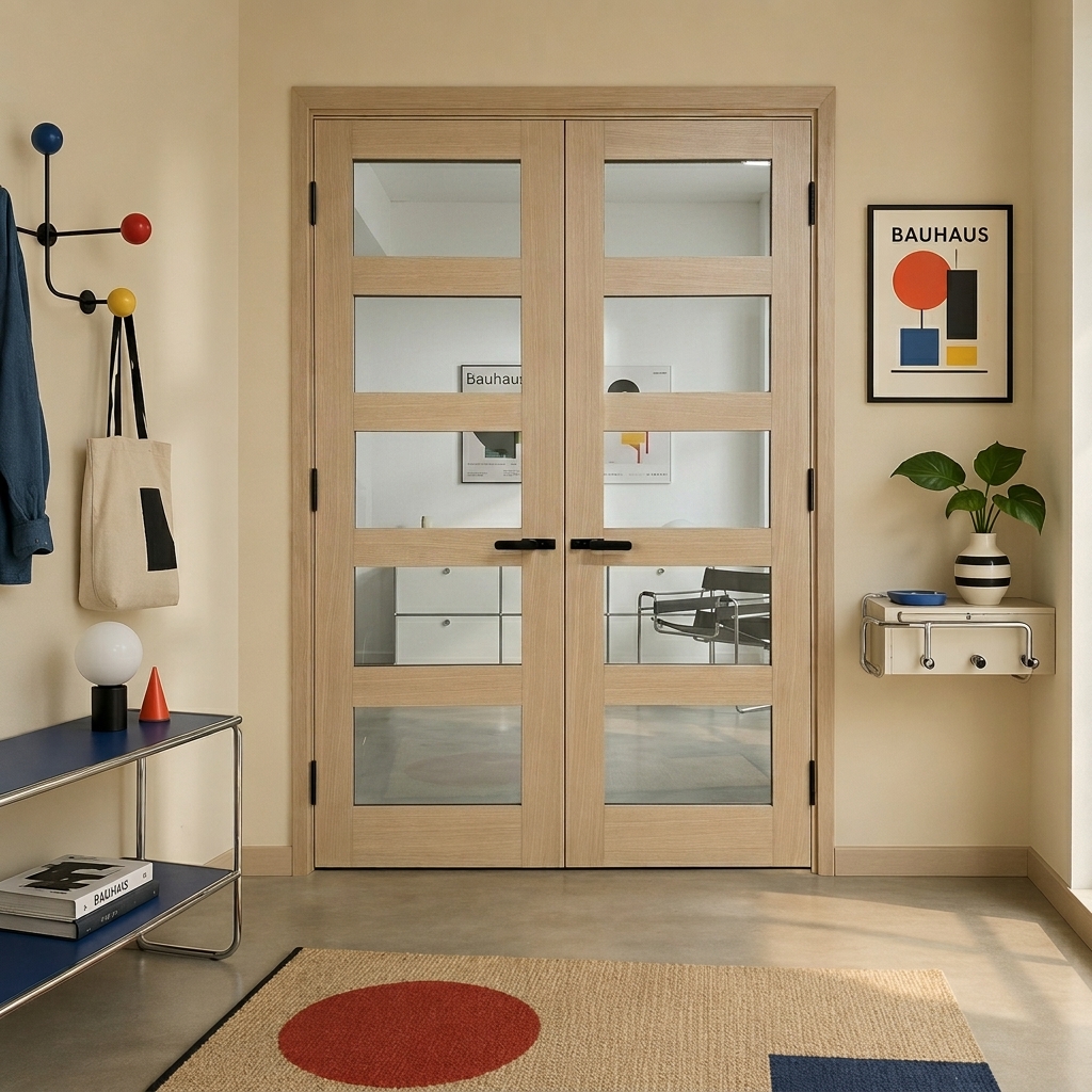 Solid Hardwood Double Interior Doors for High-End Residential