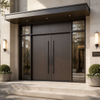 Commercial Projects Black Walnut Front Double Door System with Sidelights & Transom