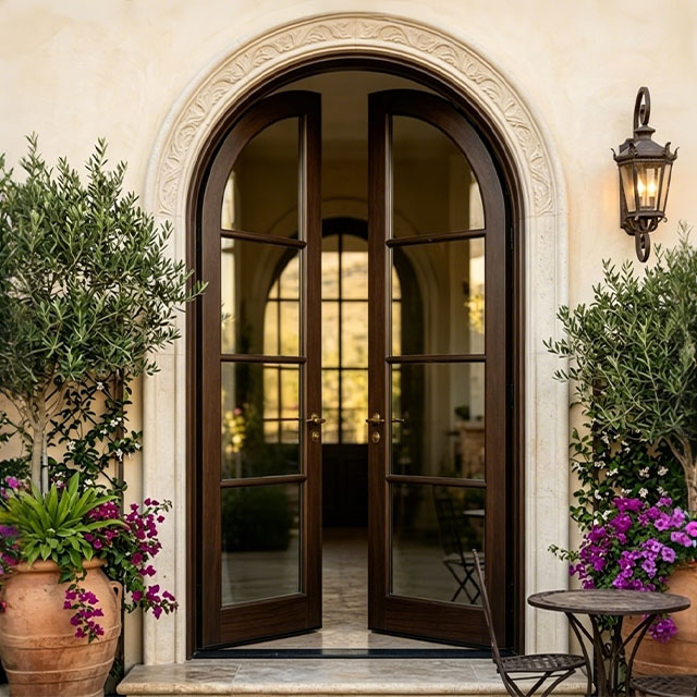Custom arched exterior doors installation and design