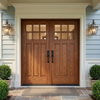 Craftsman style wood front double door