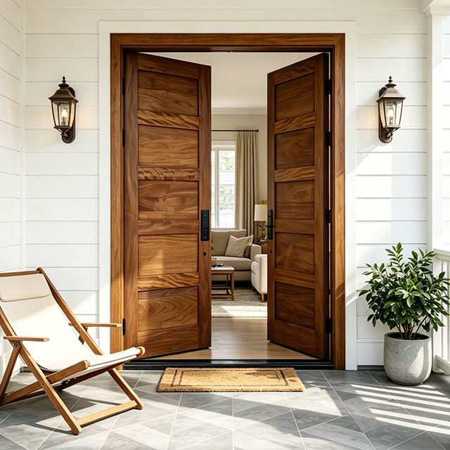 Architectural Shaker Style Solid Wood Entry Double Door