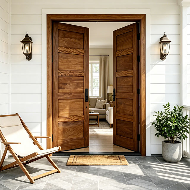 Architectural Shaker Style Solid Wood Entry Double Door