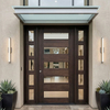 Modern Glass Solid Wood Single Front Door with Sidelights