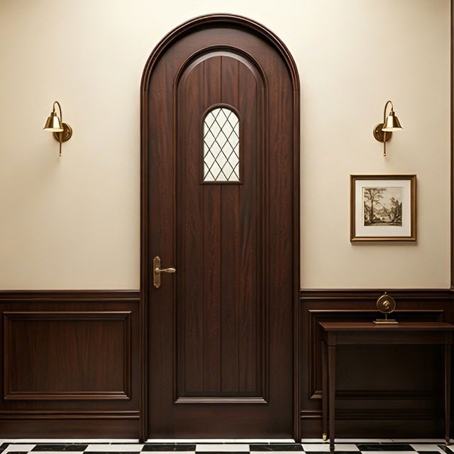 Elegance Curved Top Design Single Wood Front Doors