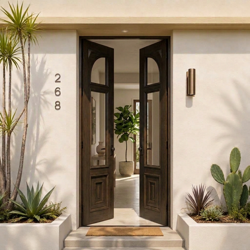 custom arched glass double entry door