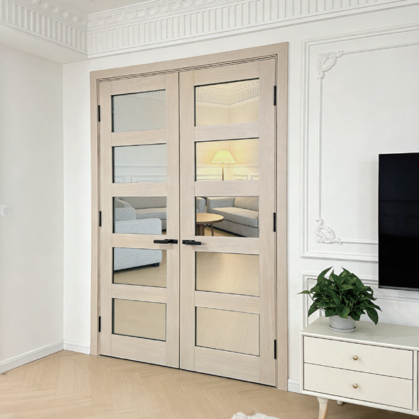 Custom Solid Hardwood Interior Double Doors