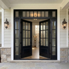custom size black french double door system