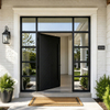 Modern 11-Lite Single Front Door with 2 Sidelights and Transom