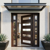 Modern Glass Solid Wood Single Front Door with Sidelights