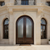 French Style Arched Solid Wood And Glass Front Double Door