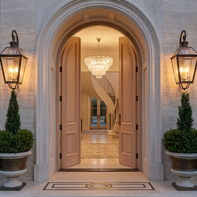 Custom arched exterior double doors