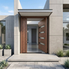 Luxury 4-Lite White Oak Front Pivot Door with Single Sidelight