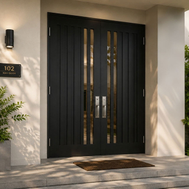 Black Modern Double Front Door