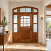 Solid Wood Dutch Front Door with Arched Transom and Sidelights