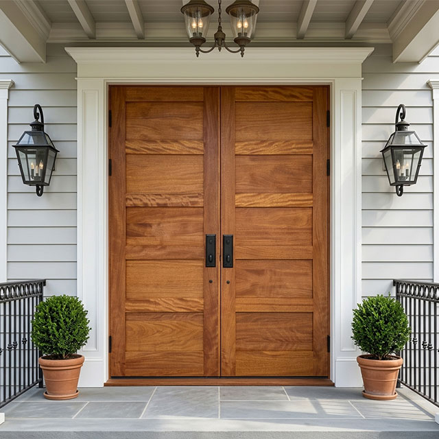 Architectural Shaker Style Solid Wood Entry Double Door