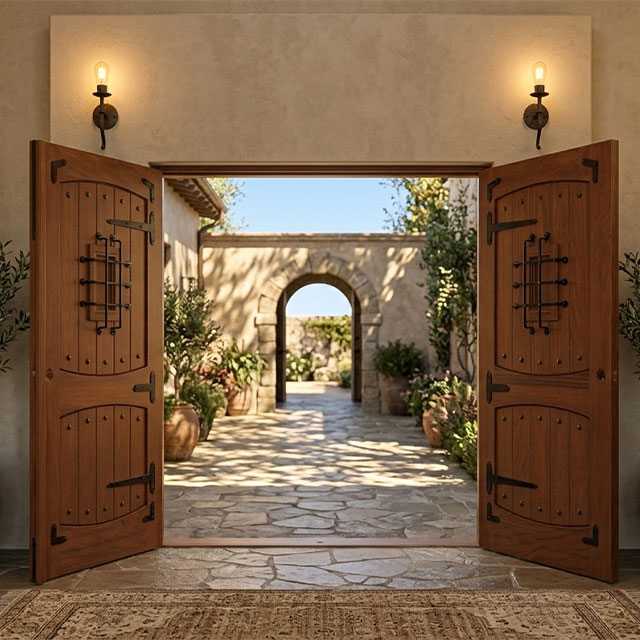 Custom Luxury Hardwood Entry Door System for High-End Residential