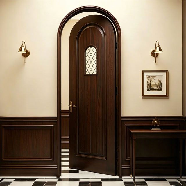 Elegance Curved Top Design Single Wood Front Doors