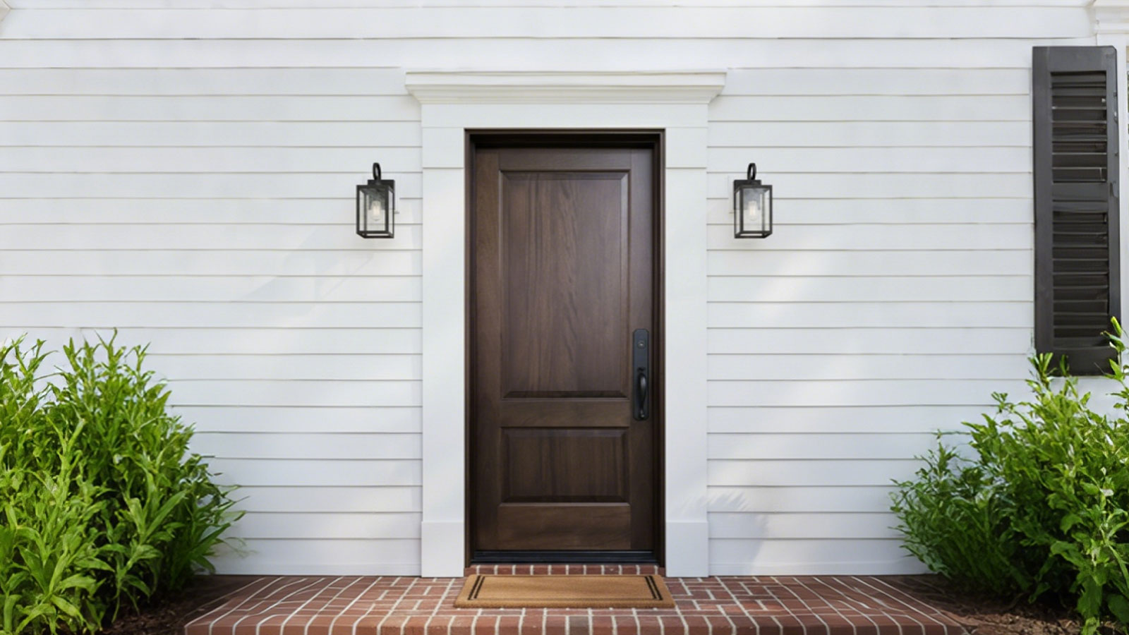 Prehung Pre-Finished 2 Panel Solid Wood Standard Interior Door installed in a residential entryway