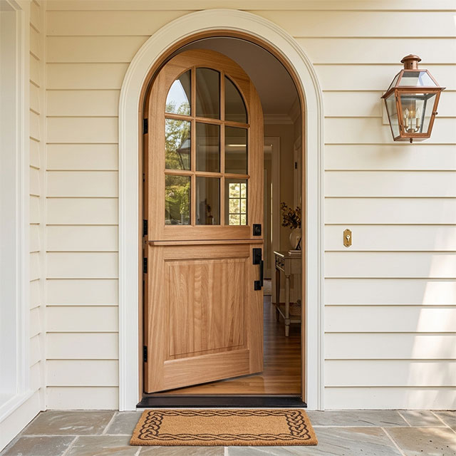 Solid White Oak Wooden Single Front Dutch Door with Glass