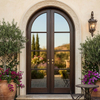 French 8-lites Glass Wooden Curved Top Exterior Double Doors