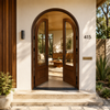 Waydoor Custom Arched Solid Wood Double Front Door with Glass