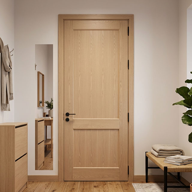 Custom Solid Natural White Oak 2-Panel Shaker Interior Swing Door