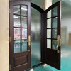 Custom French Arched Solid Wood Double Entry Doors with Glass Panels