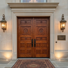 Luxury Style Solid Wood Carved Double Front Door