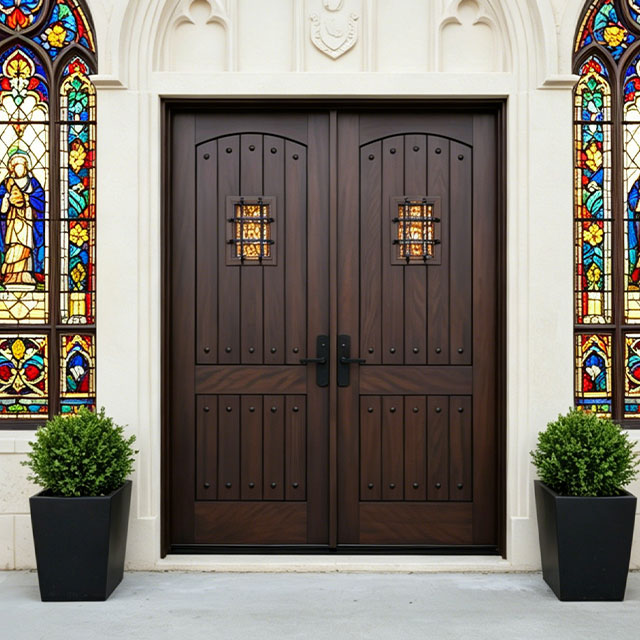 Walnut Solid Wood Front Double Door