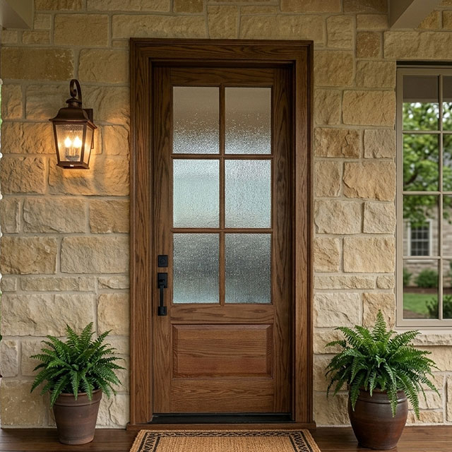 Single Wood Front Doors with Glass