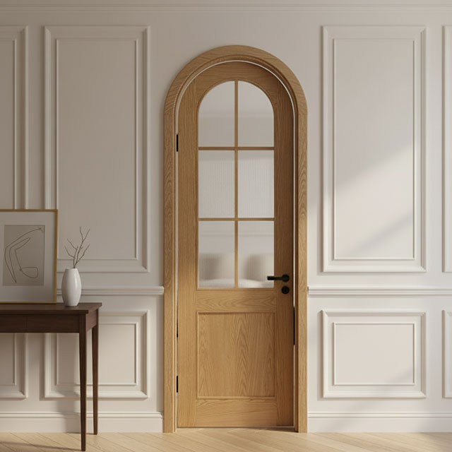 Solid Wood Arched Interior Doors with Glass