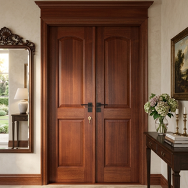 Custom Durable Solid Hardwood Interior Double Doors