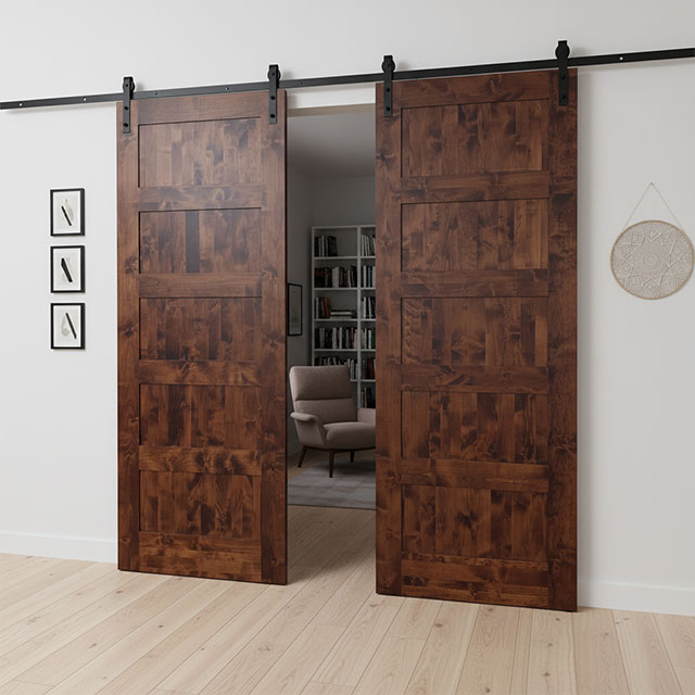 Solid Wood Indoor Sliding Double Barn Doors