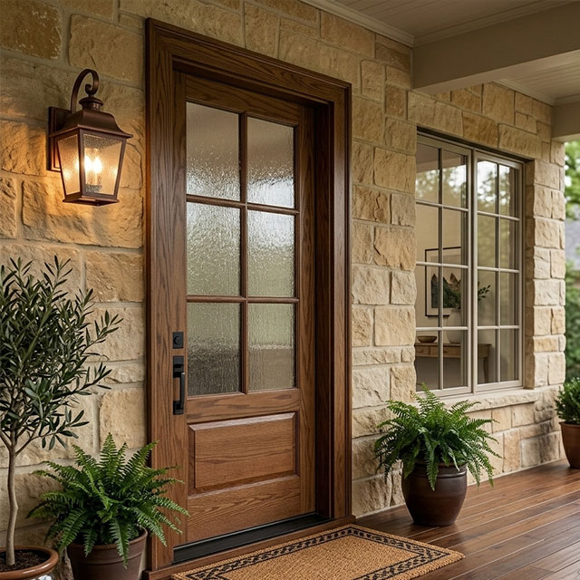 Single Wood Front Doors with Glass