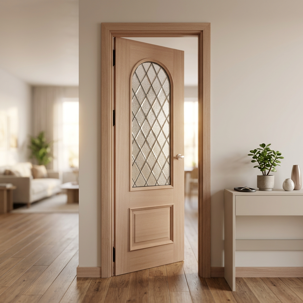 Luxury Solid Oak Front Door with Leaded Glass