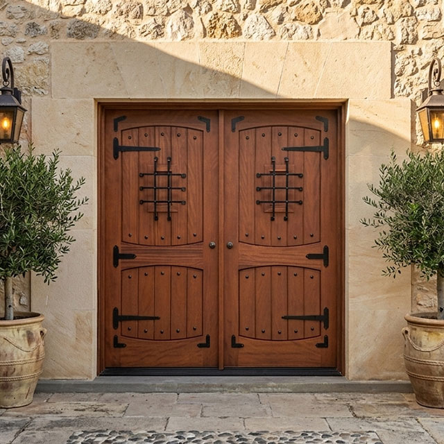 Custom Luxury Hardwood Entry Door System for High-End Residential